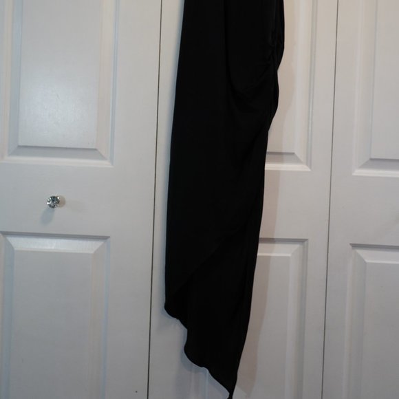 Haute Hippie Black Sleeveless Halter Dress with Metal Buckle and Slanted Bottom - Picture 6 of 8